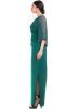 Bottle Green Gown With One Side Cape