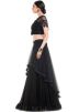 Black Twin Layered Chiffon Skirt With Cape