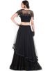 Black Twin Layered Chiffon Skirt With Cape