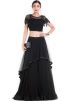 Black Twin Layered Chiffon Skirt With Cape