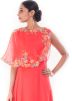 Peach Georgette Gown With Attached Cape