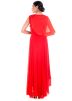 Bright Red Flared Gown With Attached Half Cape