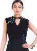 Black Flared V-Neck Georgette Gown