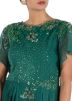 Green Pleated Georgette Readymade Gown 