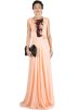 Peach Georgette Net Designer Gown