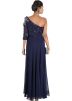 Navy Blue Designer One Shoulder Gown 