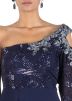 Navy Blue Designer One Shoulder Gown 