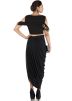 Black Georgette Crop Top With Cowled Skirt