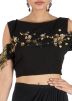 Black Georgette Crop Top With Cowled Skirt