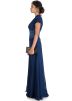 Navy Blue Georgette Net Layered Gown