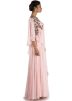 Pastel Pink Georgette One Shoulder Cape Style Gown 