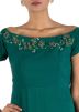 Bottle Green Off Shoulder Georgette Gown 