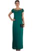 Bottle Green Off Shoulder Georgette Gown 