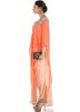 Peach Asymmetric Cape With Draped Skirt