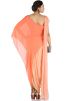 Peach Asymmetric Cape With Draped Skirt