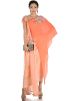 Peach Asymmetric Cape With Draped Skirt