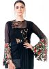 Black Embroidered Georgette Lycra Draped Gown