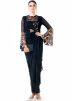 Black Embroidered Georgette Lycra Draped Gown