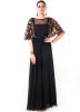 Black Hand Embroidered Georgette Cape Style Gown