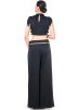 Black Georgette Fringed Crop Top With Pant