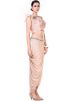 Peach Silk Crop Top With Draped Skirt