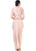 Peach Silk Crop Top With Draped Skirt