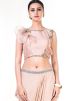 Peach Silk Crop Top With Draped Skirt