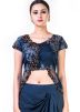 Navy Blue Satin Crop Top With Draped Skirt