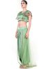 Green Satin Crop Top With Dhoti Set