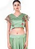 Green Satin Crop Top With Dhoti Set