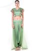 Green Satin Crop Top With Dhoti Set