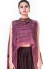 Pink Silk High Low Cape Style Crop Top With Pant