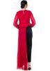 Red Georgette Assymetric Tunic With Pant