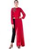 Red Georgette Assymetric Tunic With Pant