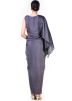 Dark Grey Silk Asymmetric Draped Gown