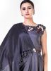 Dark Grey Silk Asymmetric Draped Gown