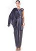 Dark Grey Silk Asymmetric Draped Gown