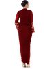 Maroon Embroidered Georgette Lycra Draped Gown