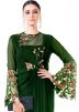 Green Embroidered Georgette Lycra Draped Gown