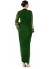 Green Embroidered Georgette Lycra Draped Gown