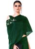 Green Satin Skirt With Asymmetric Cape