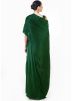 Green Satin Skirt With Asymmetric Cape