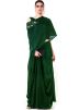 Green Satin Skirt With Asymmetric Cape