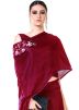 Maroon Satin Skirt With Asymmetric Cape