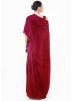 Maroon Satin Skirt With Asymmetric Cape