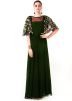 Dark Green Hand Embroidered Georgette Gown