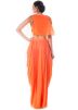 Orange Raw Silk Crop Top With Skirt