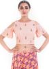 Peach Embroidered Crop Top With Printed Skirt