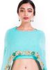 Sky Blue Embroidered Cape Style Skirt & Top Set