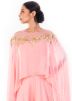 Light Pink Georgette Asymmetric Cape With Palazzo